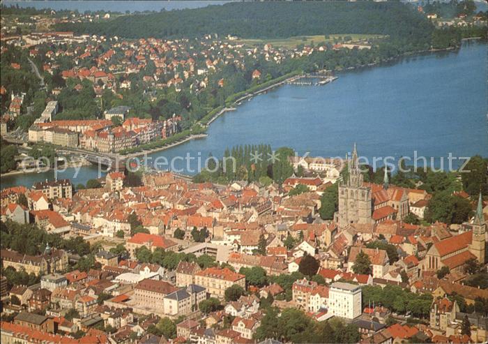 Konstanz Bodensee Altstadt Rheinbruecke Fliegeraufnahme