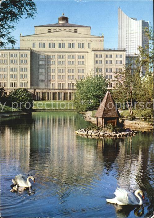 LEIPZIG Sachsen Blick vom Schwanenteich zur Oper Messestadt