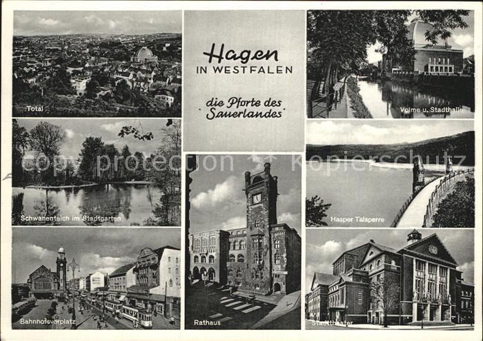 Hagen Westfalen Stadthalle Hasper-Talsperre Rathaus Bahnhofsvorplatz