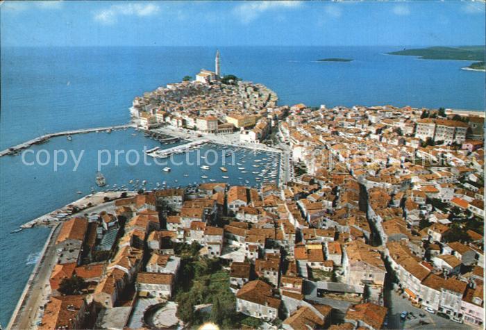 Rovinj Istrien Hafen Altstadt Fliegeraufnahme