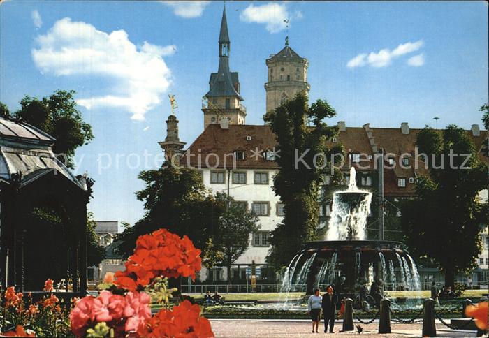 STUTTGART  CITY Schlossplatz mit Pavillon Brunnen