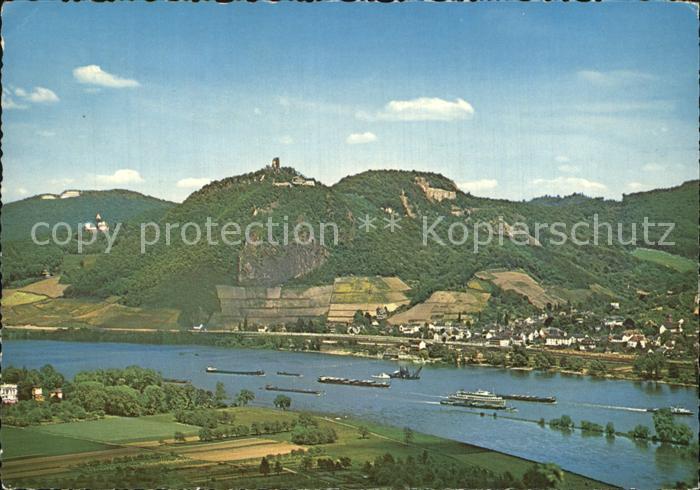 Petersberg Koenigswinter Blick ueber den Rhein Drachenfels Rhoendorf