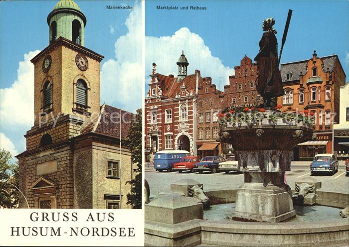 Husum Nordfriesland Marienkirche Marktplatz Rathaus Brunnen Statue