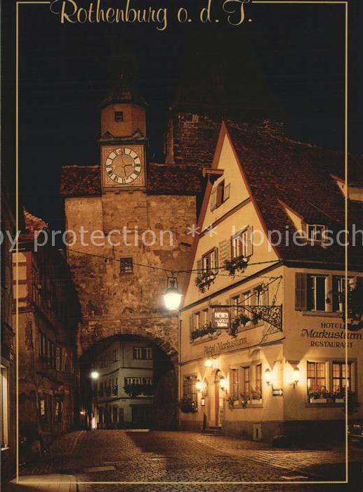 Rothenburg Tauber Markusturm bei Nacht