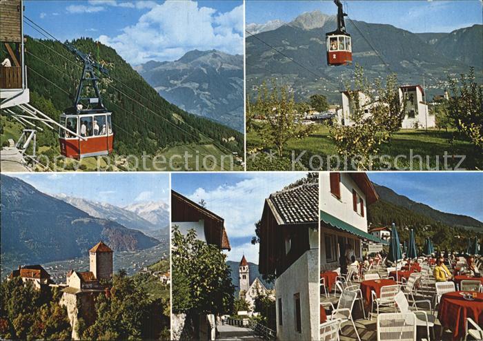 Dorf Tirol Berg und Talstation Hochmut Seilbahn Schloss und Dorf