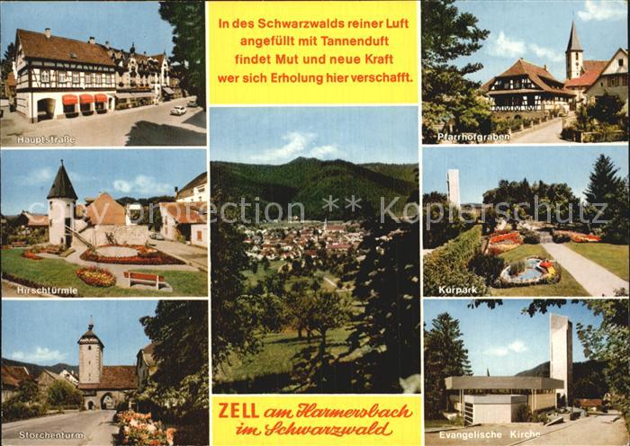 Zell Harmersbach Pfarrhofgraben Evangelische Kirche Storchenturm Hirschtuerme