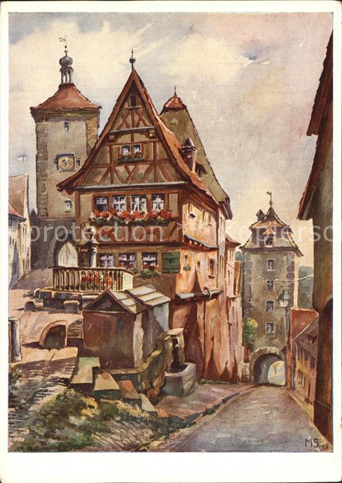 Rothenburg Tauber Ploenlein nach einem Original-Aquarell von Prof. M. Schoeflein