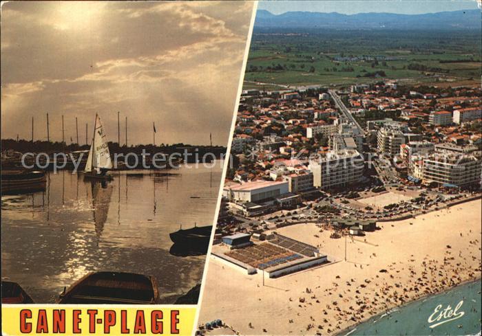 Canet Plage Fliegeraufnahme Strand Hafen Segelboot