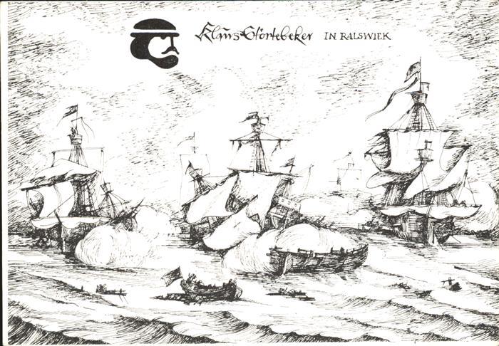 Segelschiffe Zeichnung Falk v. Wangelin Bakllade Klaus Stoertebeker In Ralswiek