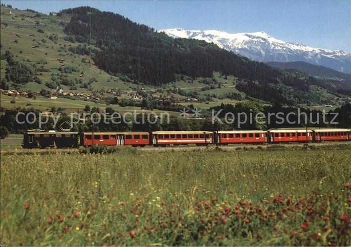Eisenbahn Glacier-Express Surselva Graubuenden Schleuis Ringelspitze
