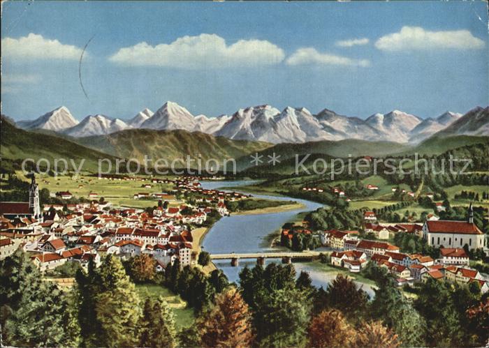 Bad Toelz Isartal mit Alpen