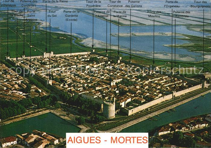 Aigues-Mortes Gard Fliegeraufnahme Festung