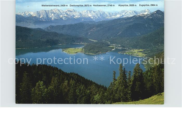 Walchensee Panorama Wettersteinwand Dreitorspitze Alpspitze