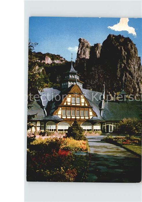 Bad Muenster Stein Ebernburg Baederhaus mit Rheingrafenstein