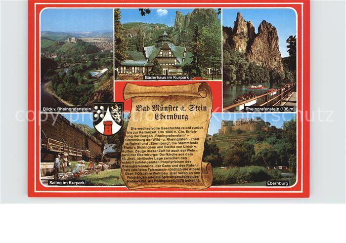 Bad Muenster Stein Ebernburg Blick vom Rheingrafenstein Saline Eberburg Baederha