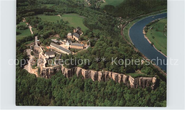 Koenigstein Saechsische Schweiz Fliegeraufnahme Festung