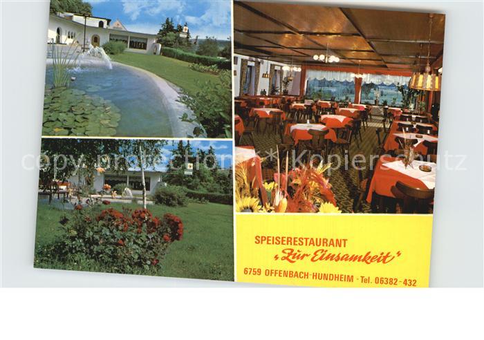 Hundheim Offenbach-Hundheim Restaurant Zur Einsamkeit Gastraum Park Teich