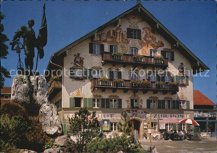 Kochel See Schmied von Kochel Denkmal Hotel Gasthof zur Post Fassadenmalerei