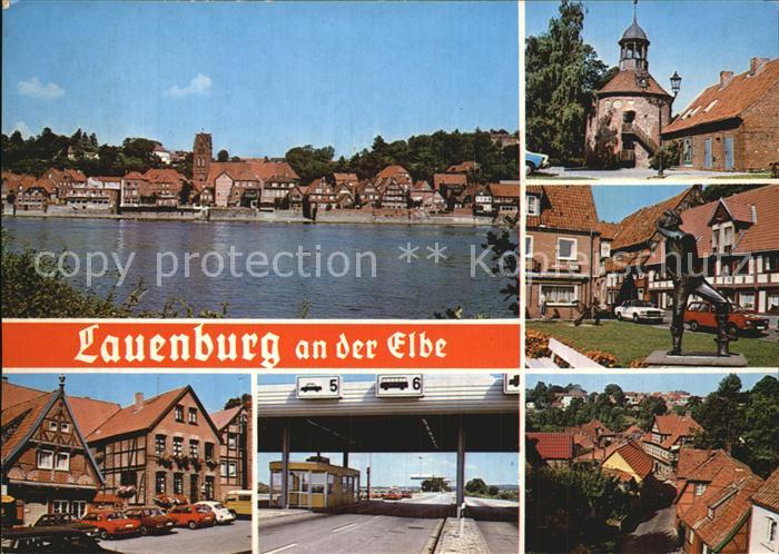 Lauenburg Elbe Panorama Schlossturm Statue Zoll Teilansicht