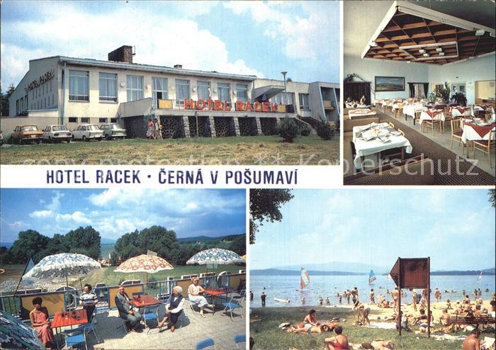 Cerna v Posumavi Hotel Racek Speisesaal Terrasse Strand