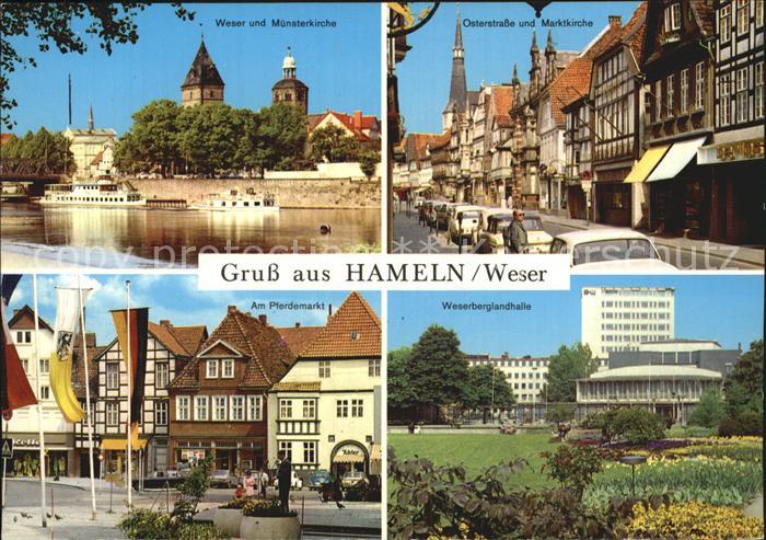 Hameln Weser Muensterkirche Osterstrasse und Marktkirche Am Pferdemarkt Weserber