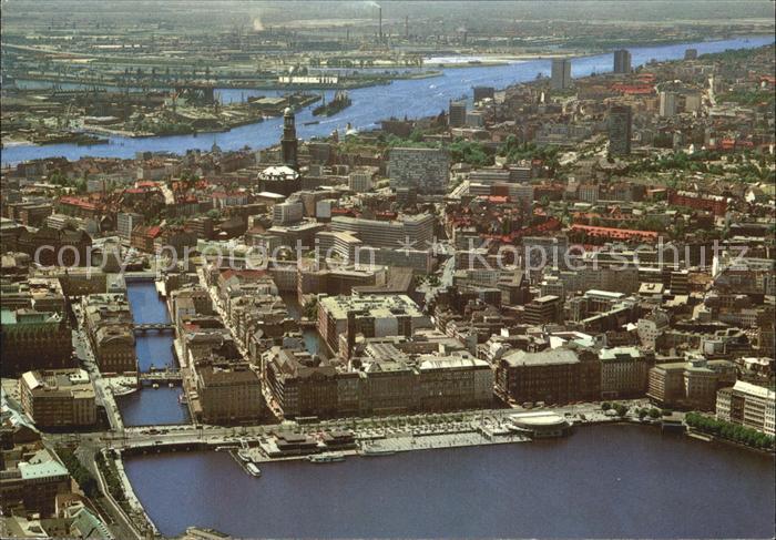 HAMBURG  CITY Jungfernstieg Elbe Fliegeraufnahme
