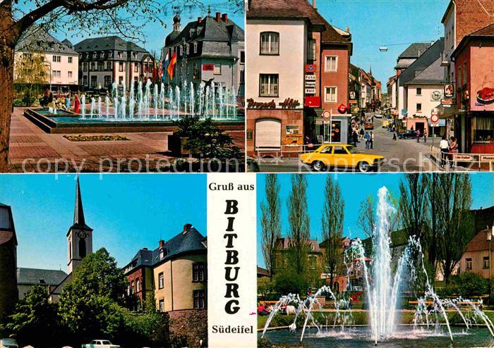 Bitburg Wasserspiele Strassenpartie Kirche Springbrunnen