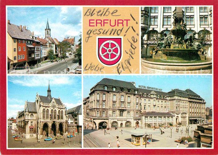 ERFURT CITY Kraemerbruecke Monumentalbrunnen Rathaus Hotel Erfurter Hof