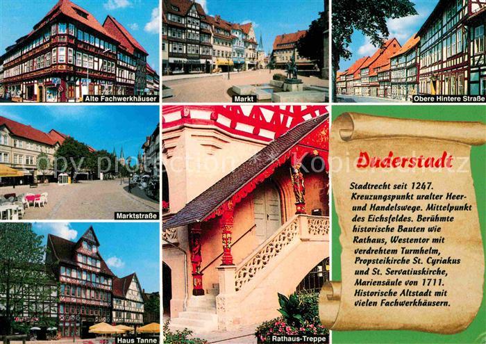 Duderstadt Niedersachsen Fachwerkhaeuser Markt Strassenpartie Markt Haus Tanne R