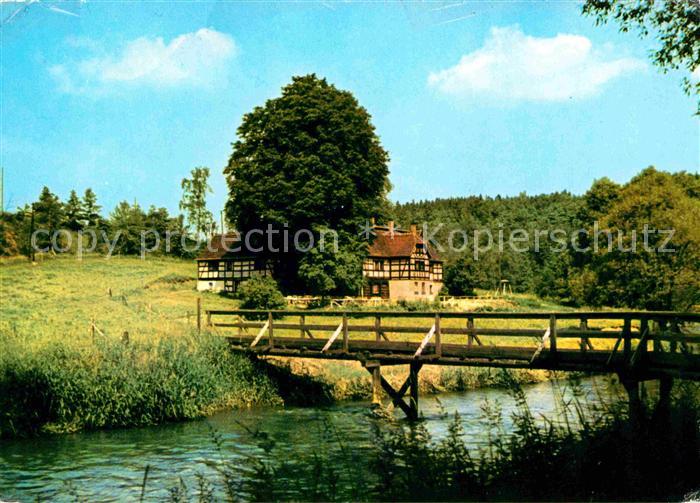 Reissig Plauen Ferienheim Lochbauer Partie am Fluss Bruecke