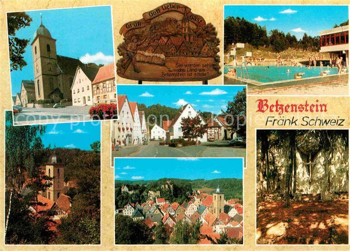 Betzenstein Ortsansicht mit Kirche Freibad Fraenkische Schweiz