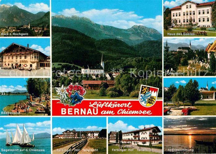 Bernau Chiemsee Gaststaette Alter Wirt Badestrand Segelsport Farbinger Hof Abend