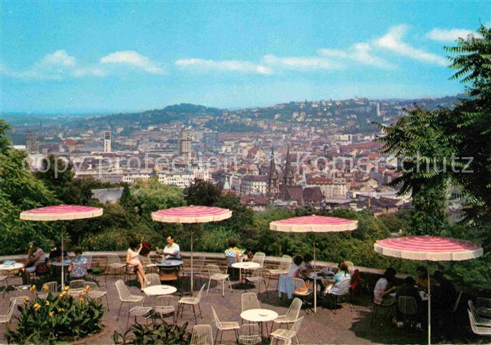 STUTTGART  CITY Panorama Blick von der Karlshoehe Restaurant Terrasse