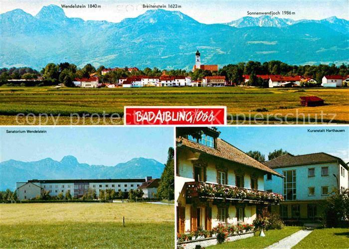 Bad Aibling Gesamtansicht mit Alpenpanorama Sanatorium Wendelstein Kuranstalt Ha