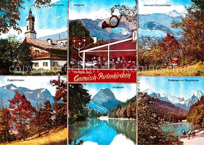 GARMISCH-PARTENKIRCHEN Bayern Pfarrkirche Bauernhaus Posthorn Alpspitze Zugspitz