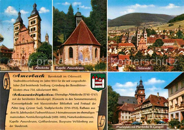 Amorbach Miltenberg Teilansicht Abteikirche Marktplatz Pfarrkirche St Gangolf Ka