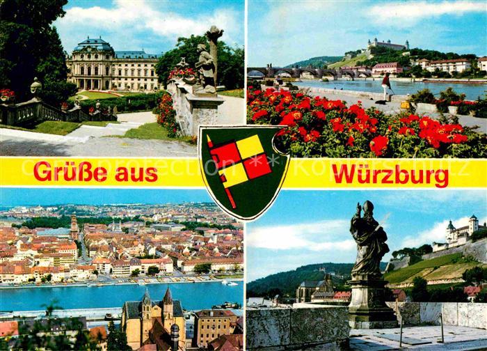 WueRZBURG Bayern Schloss Partie am Main Denkmal Statue