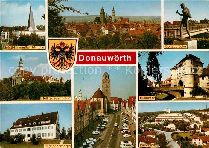 Donauwoerth Kirchen Donaubruecke Denkmal Statue Riedertor Parkstadt Jugendherber