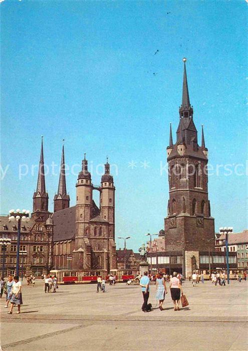 Halle Saale Markt mit Marktkirche und Rotem Turm