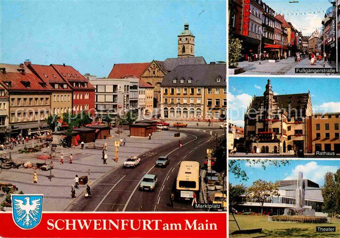 Schweinfurt Marktplatz Fussgaengerzone Rathaus Theater