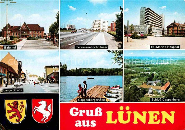 Luenen UNNA NRW Bahnhof Terrassenhochhaeuser St Marien Hospital Lange Strasse C