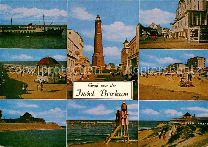BORKUM Nordseebad Niedersachsen Fahrgastschiff Leuchtturm Strandpartien Dorfmoti