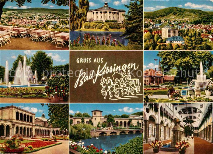 Bad Kissingen Kurbad Terrasse Kurhaus Panorama Fontaene Arkaden Park Wandelhalle