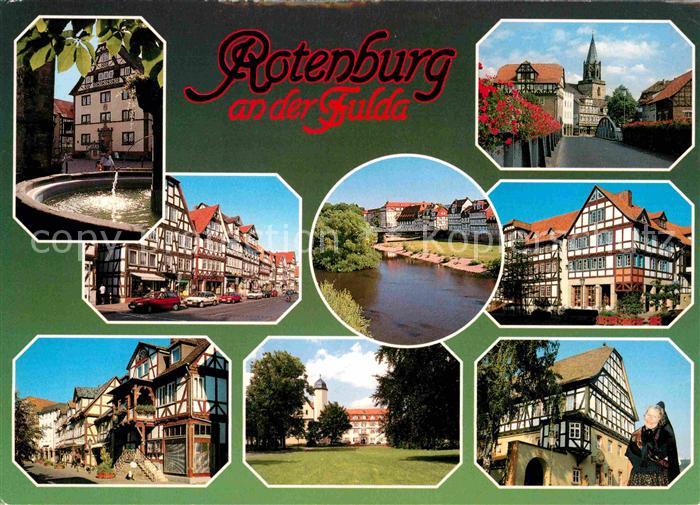 Rotenburg Fulda Brunnen Kirche Fuldapartie Fachwerkhaeuser Stadtmotive