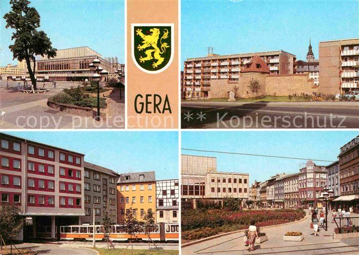 Gera Haus der Kultur Stadtmauer Strassenbahndurchfahrt Johannisstrasse