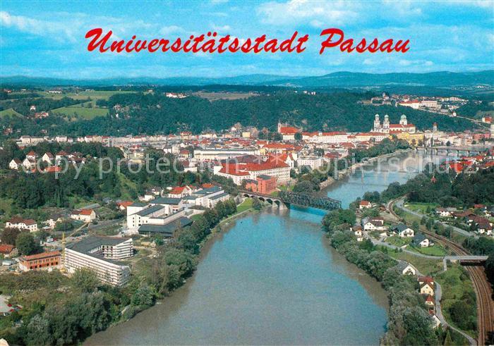 PAssAU Bayern Dreifluessestadt Fliegeraufnahme Universitaetsbauten am Inn