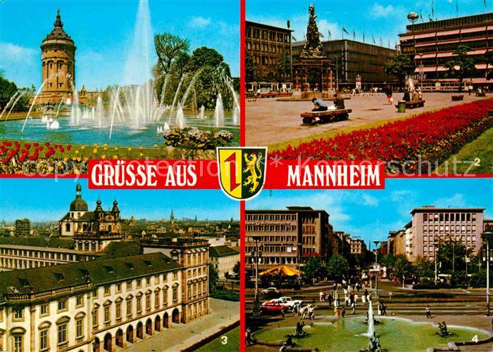 MANNHEIM BW Wasserturm Paradeplatz Schloss Jesuitenkirche Planken