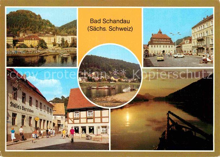 Bad Schandau Teilansicht Poststrasse Dampferanlegestelle Elbe Abendstimmung