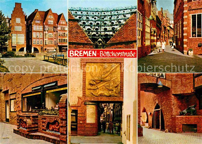 BREMEN  CITY Buettcherstrasse Glockenspiel Petrusplatz Sieben Faulen-Brunnen