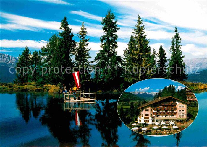 St Johann Pongau Dorfhotel Tannenhof Floosfahrt auf dem See Alpenblick